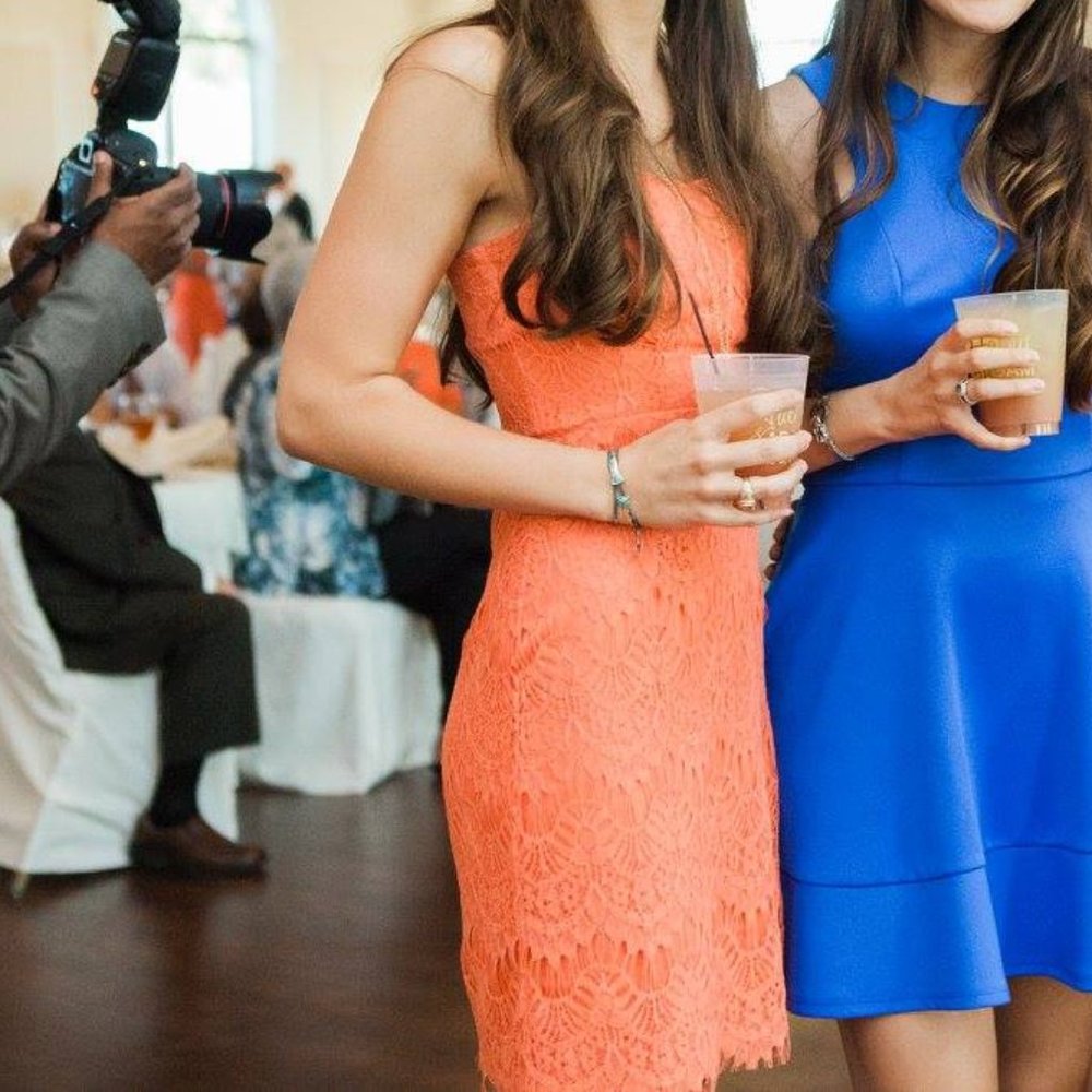 Coral Eyelash Lace Strapless mini dress - S